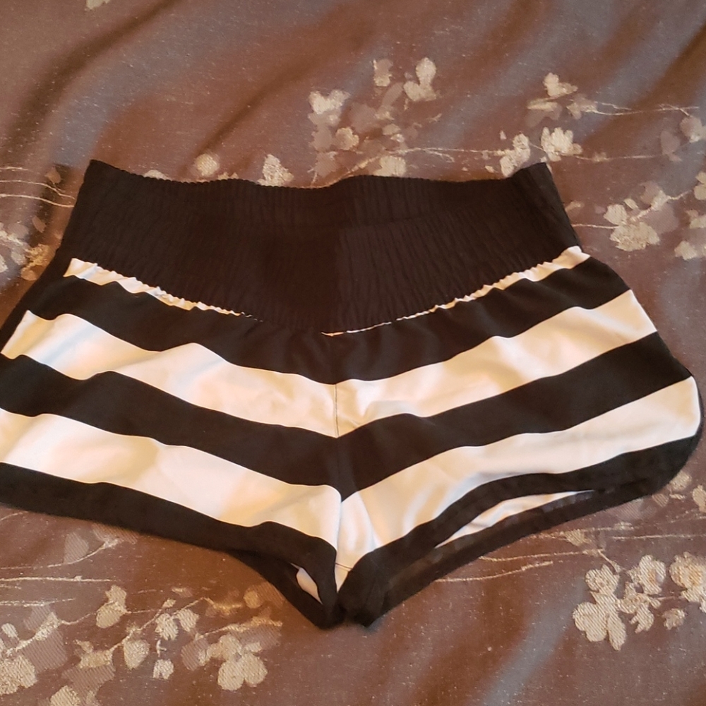 Black and White striped shorts